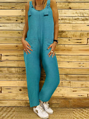Solid Knot Strap Overall Jumpsuit Casual