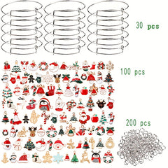 Christmas DIY Charms Bracelet Kit with Bangle Bracelets & Charms