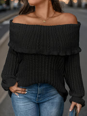 Casual Sweater Women's Solid Off Shoulder Layered Jum