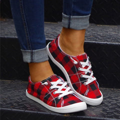 Women's Plaid Pattern Sneakers Flat Canvas Shoes