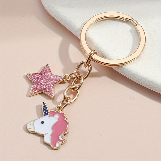 Owl Unicorn Keychain Glitter Animal Key Ring Purse Bag Backpack Key Charm
