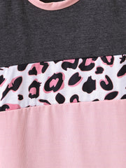 Toddler Girls Leopard Print Round Neck Dress For Party