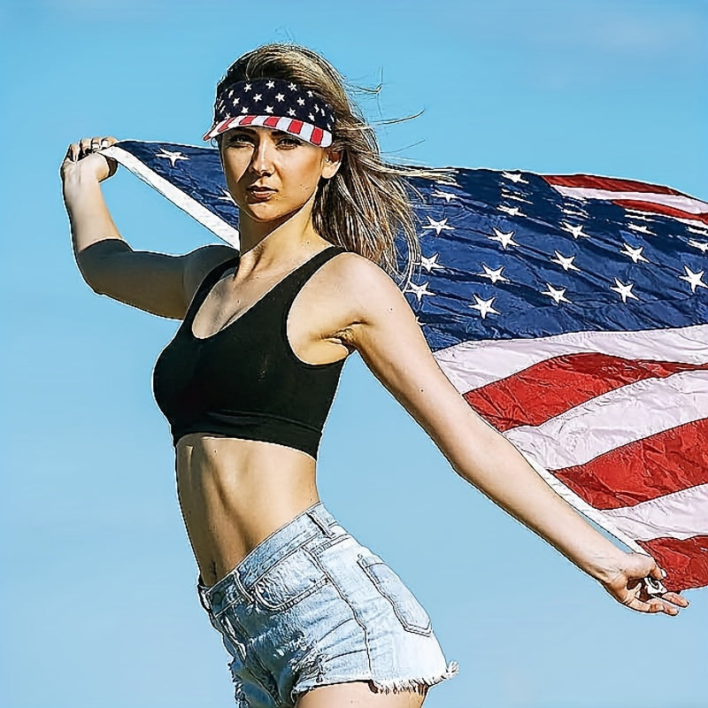 Flag Print Visor Hat Lightweight Sun Hat Unisex Golf Baseball Cap