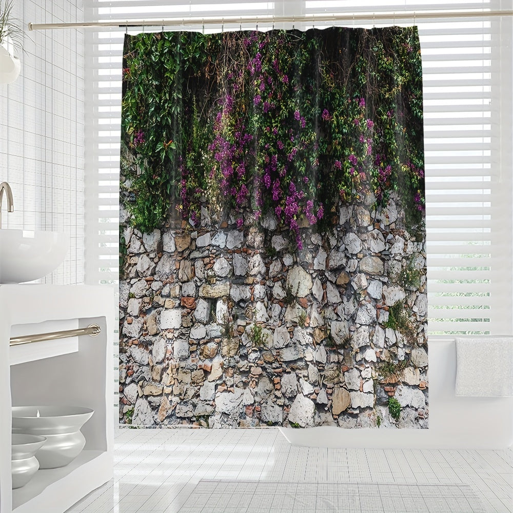 Flower Wall Shower Curtain Waterproof Bathroom Partition