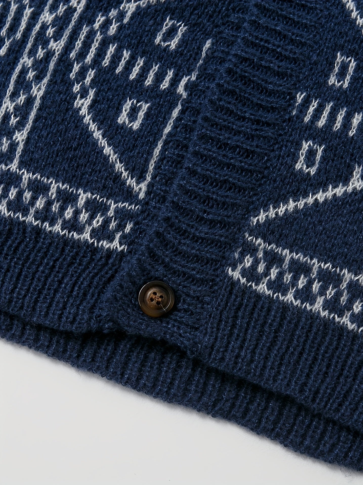 Geometric Print Boys Cardigan Sweater Long Sleeve Crew Neck