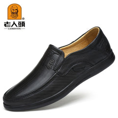 LAORENTOU Men's Leather Dress Shoes Comfy Durable Non Slip Flats