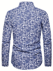 Men's Floral Printed Casual Shirt Long Sleeves Regular Fit