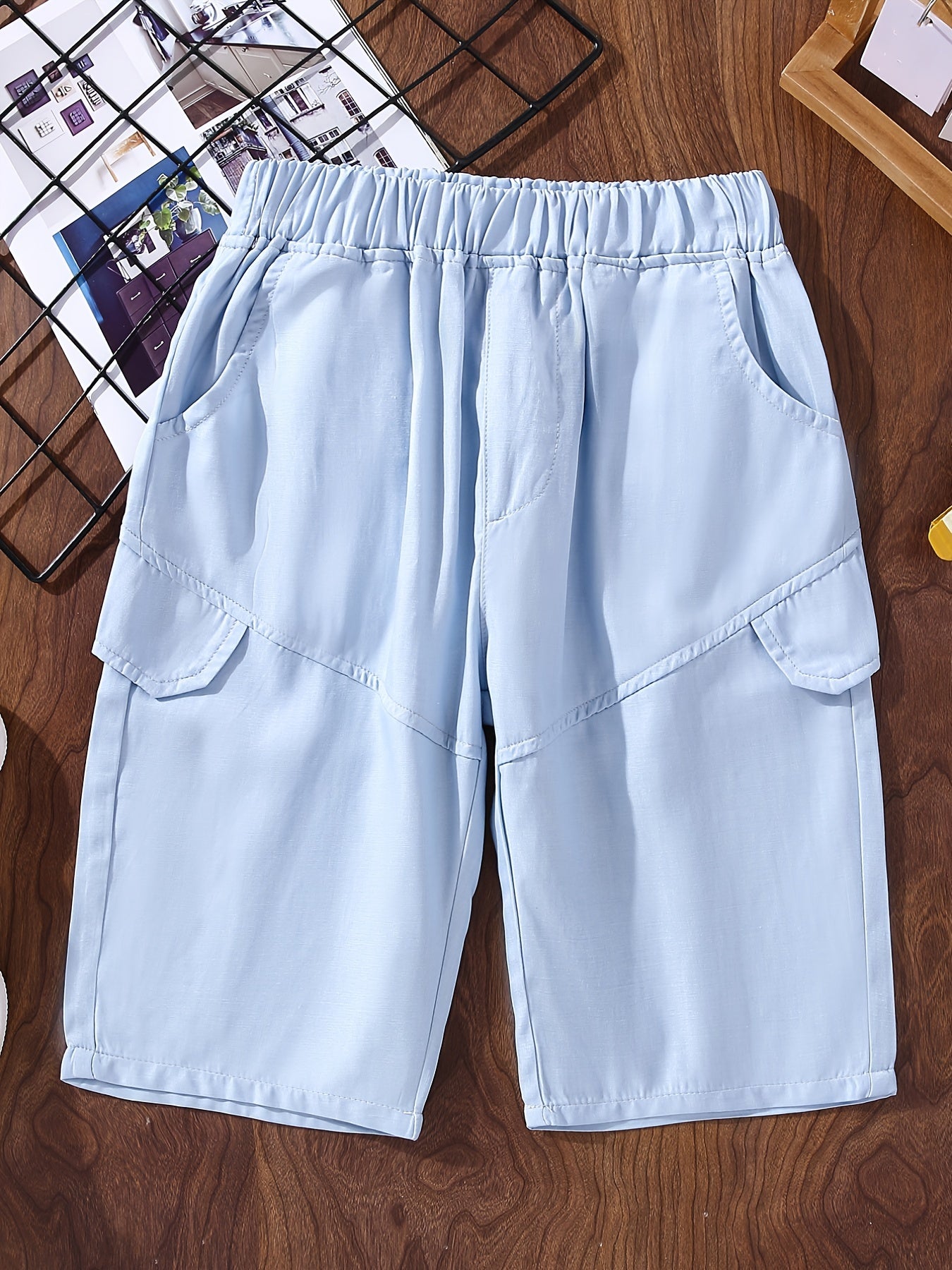 Boys Casual Elastic Waist Shorts with Pockets