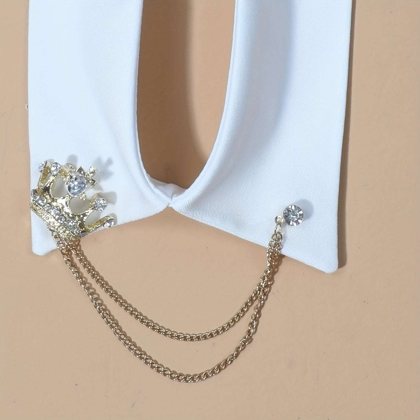 Rhinestone Crown Chain Detachable Shirt False Collar