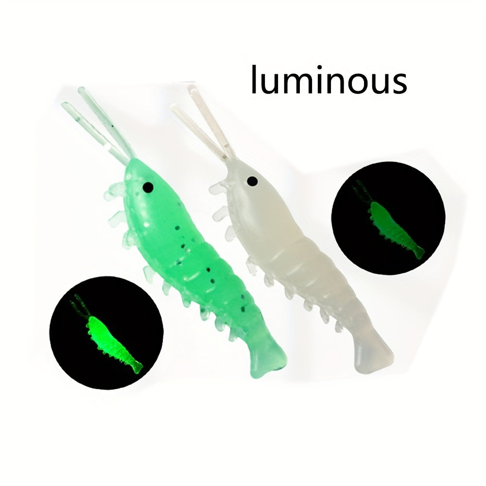 50pcs Soft Shrimp Lures Luminous Artificial Baits for Bass Crappie