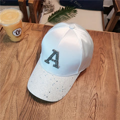 Rhinestone A Patch Trucker Hat Sequin Baseball Cap Women Hip Hop Dad Hats