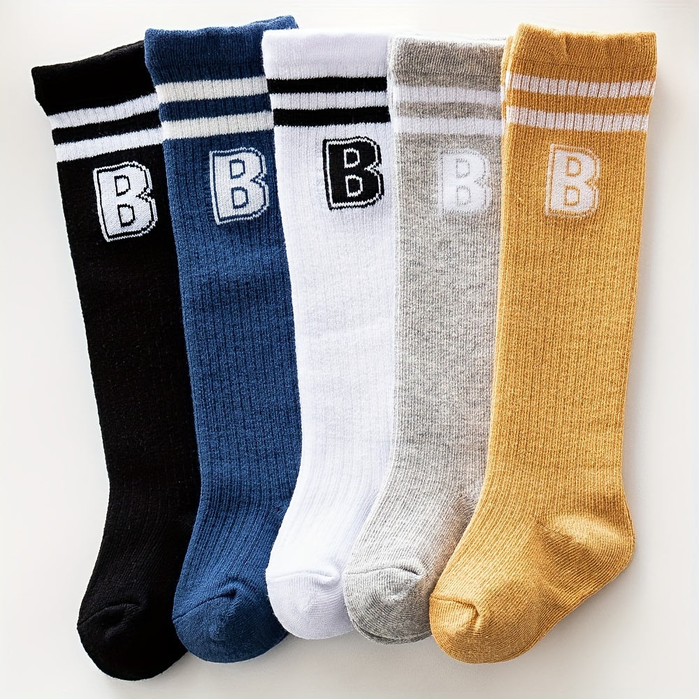 3 Pairs Boys Baby Letter Stripes Thigh High Socks