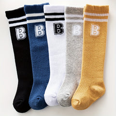 3 Pairs Boys Baby Letter Stripes Thigh High Socks