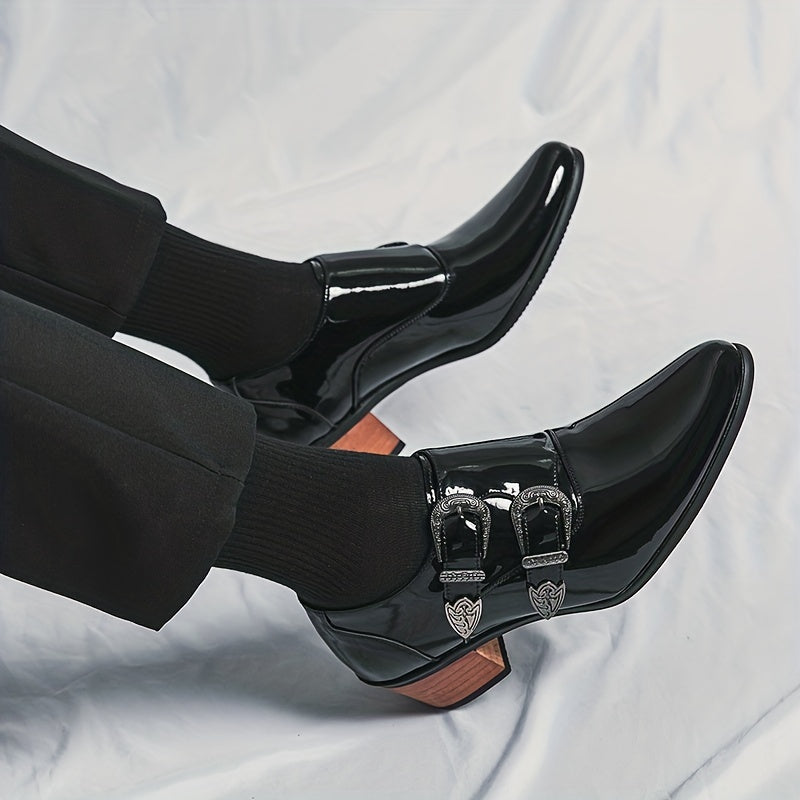 Men's Pointed Toe High Heel Double Monk Formal Shoes