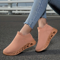 Women's Breathable Knit Sneakers Lightweight Slip On Shoes