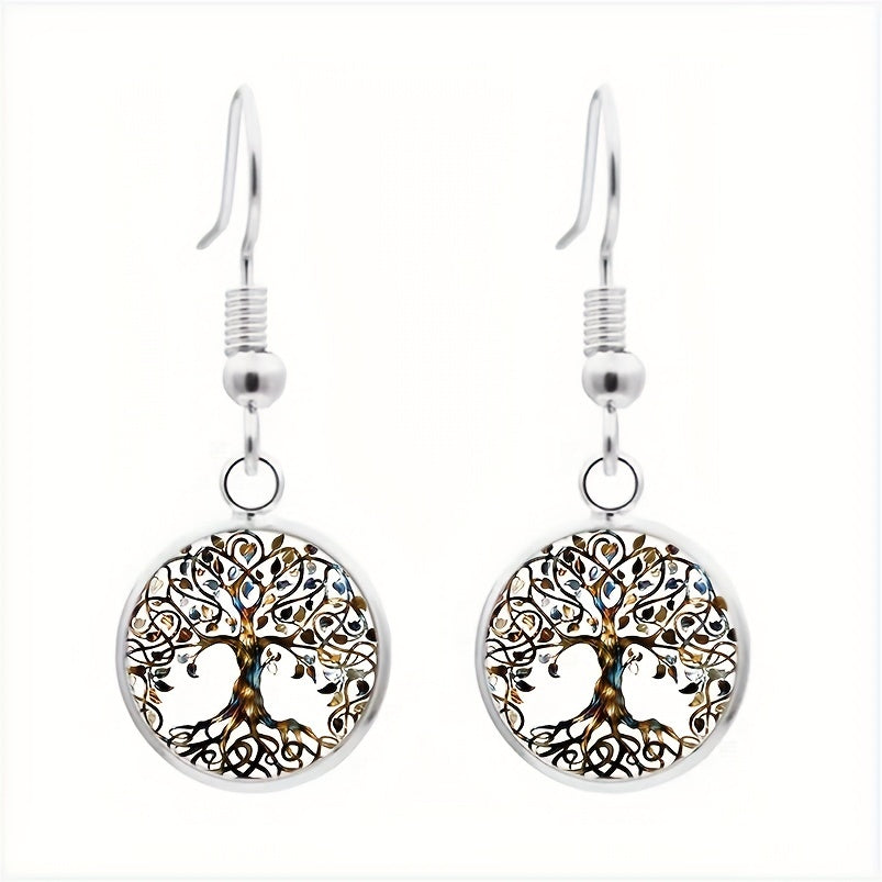 Tree Of Life Glass Pendant Set Vintage Jewelry Gift