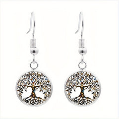 Tree Of Life Glass Pendant Set Vintage Jewelry Gift