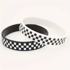 2pcs Checkerboard Pattern Silicone Bracelet Racing Wristband