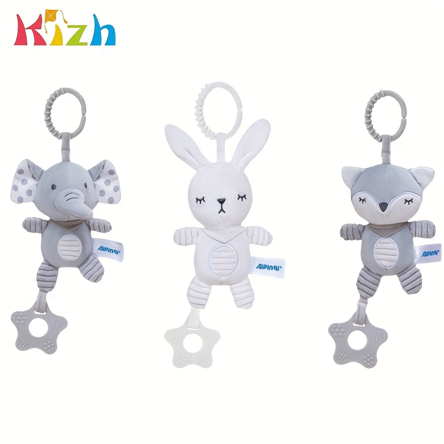KIZH Hanging Rattle Toy Animal Wind Chime Plush Stuffed Animal Rattle Toy