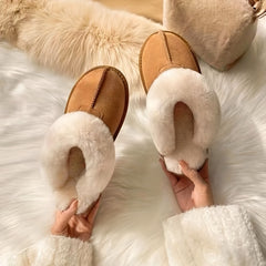 Plush Lined Slippers Cozy Slip On Shoes Soft Fur House Slippers