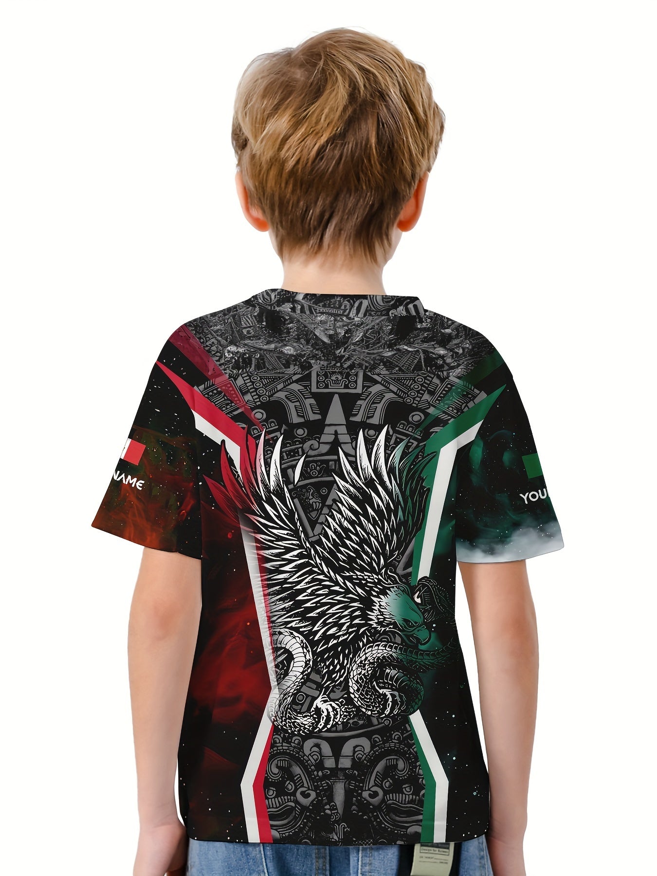 Mexico Flag 3D Print Boys T-Shirt Casual Lightweight Top Summer Kids Clothes
