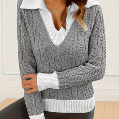 Colorblock Jacquard Sweater Long Sleeve Jumper