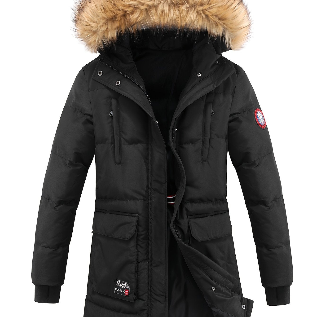 Women's Winter Down Jacket Faux Fur Collar Hooded Coat