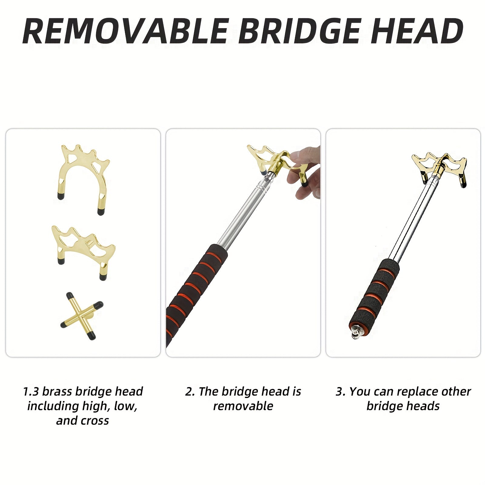 3pcs Removable Brass Bridge Head Set for Pool Cue