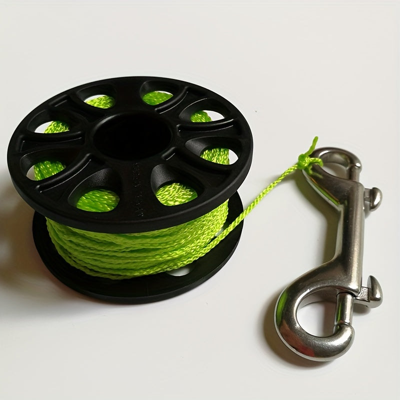 30m Scuba Diving Reel Stainless Steel Snap Hook Fluorescent Nylon Rope