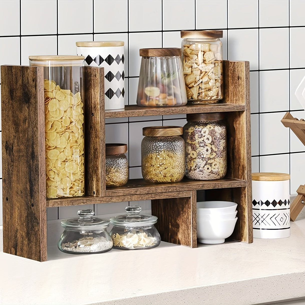 Wooden Desktop Bookshelf Organizer Counter Office Storage Rack Bookcase