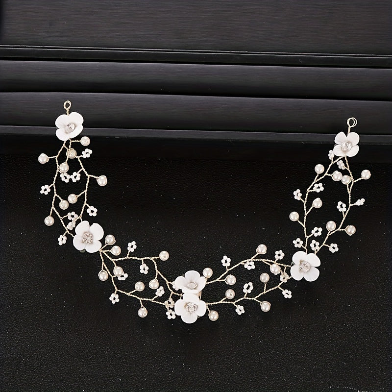 Flower Tiara Pearl Headband Wedding Hair Accessories Prom Headdress