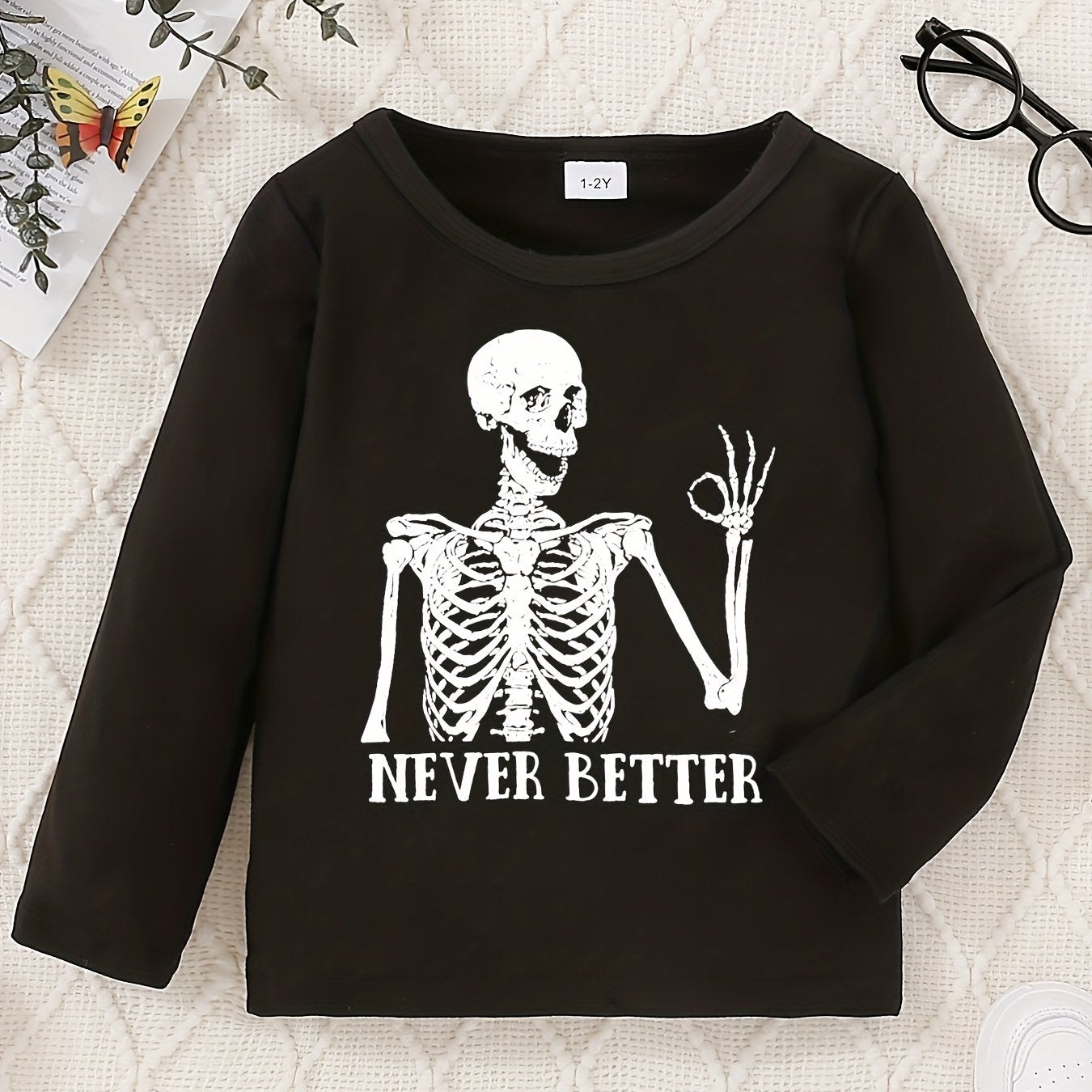 Toddler Baby Skull Print Sweatshirt Halloween Pullover