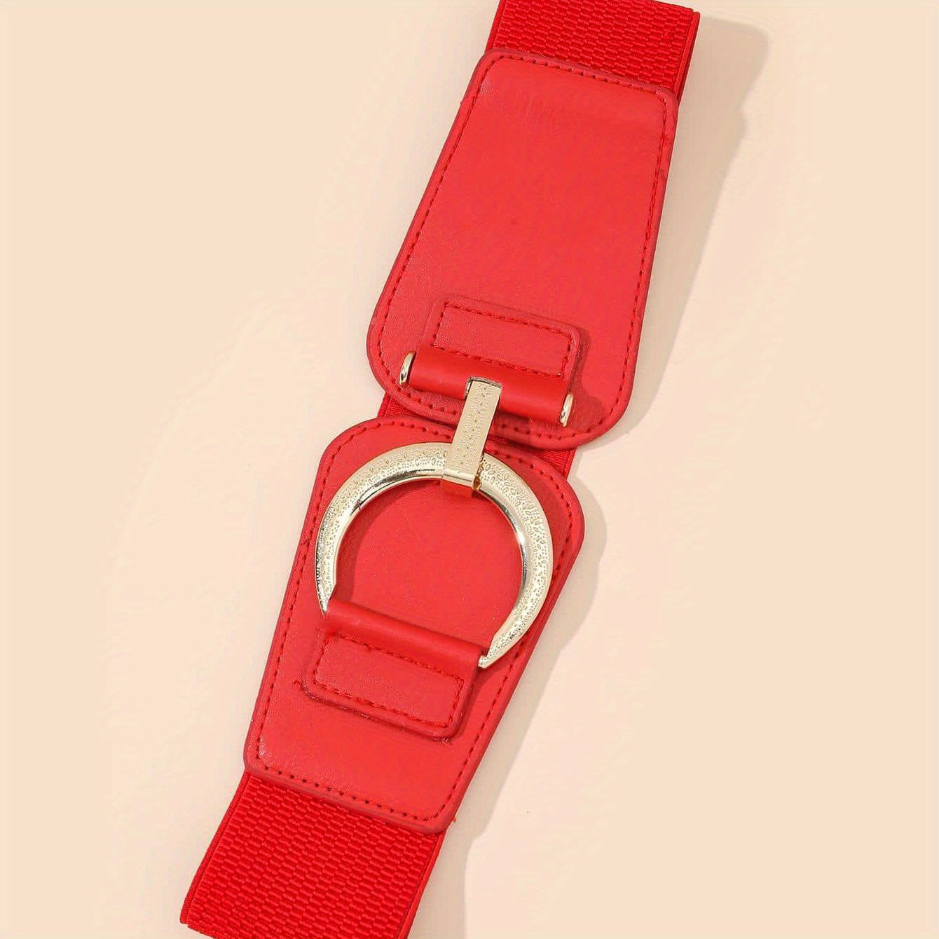Wide Belt Solid Elastic Waistband Vintage Dress Coat Girdle