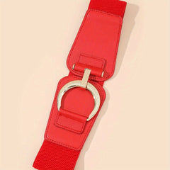 Wide Belt Solid Elastic Waistband Vintage Dress Coat Girdle