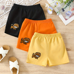 3pcs Lion Pattern Kids Shorts Elastic Waist Toddler Baby Girls