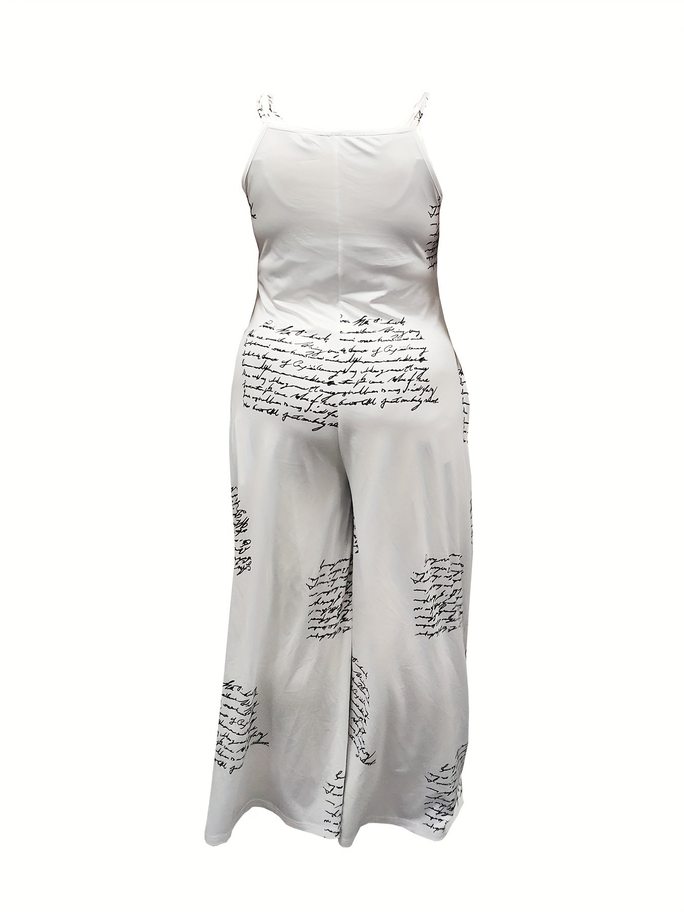 Letter Print Wide Leg Cami Jumpsuit