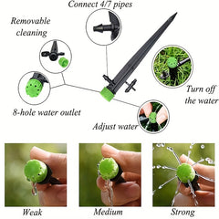 Adjustable Dripper Ground Plug 8 Hole Spray Head Gardening Watering Irrigation