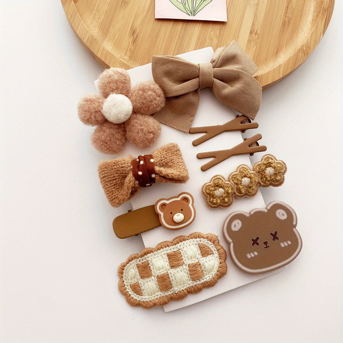 10pcs Cartoon Plush Hair Clips & Ties Set Accessories Holiday Gift Girls