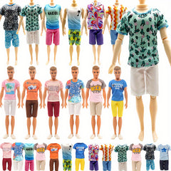10pcs 11.8 Inch Male Doll Clothing Set - 5 Tops 5 Pants