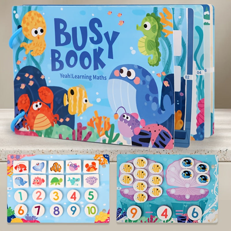 Colorful DIY Busy Book for Kids with Cartoon Animals & Numbers