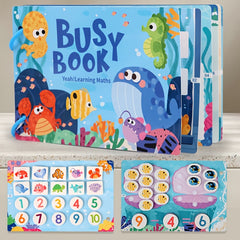 Colorful DIY Busy Book for Kids with Cartoon Animals & Numbers