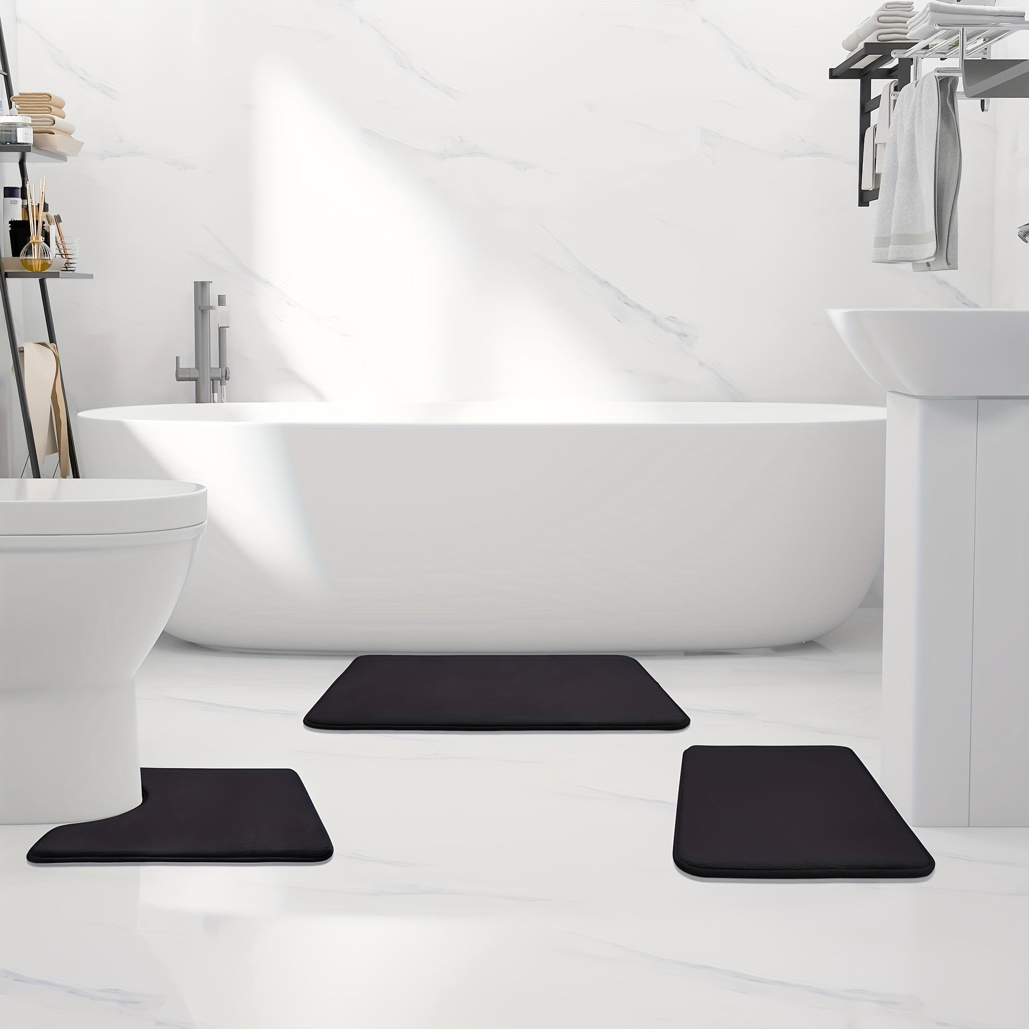 3pcs Memory Foam Bath Mats - Soft & Absorbent Non-Slip Foot Mat