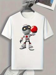 Robot Pattern Print Men's Comfy Sports T-shirt