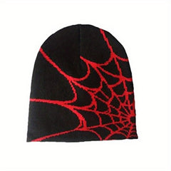 Pooyikoi Y2K Gothic Spider Pattern Wool Acrylic Knit Hat Beanie Hat