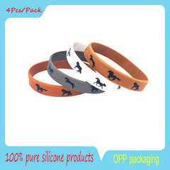 4Pcs Horse Pattern Silicone Bracelet, Random Design