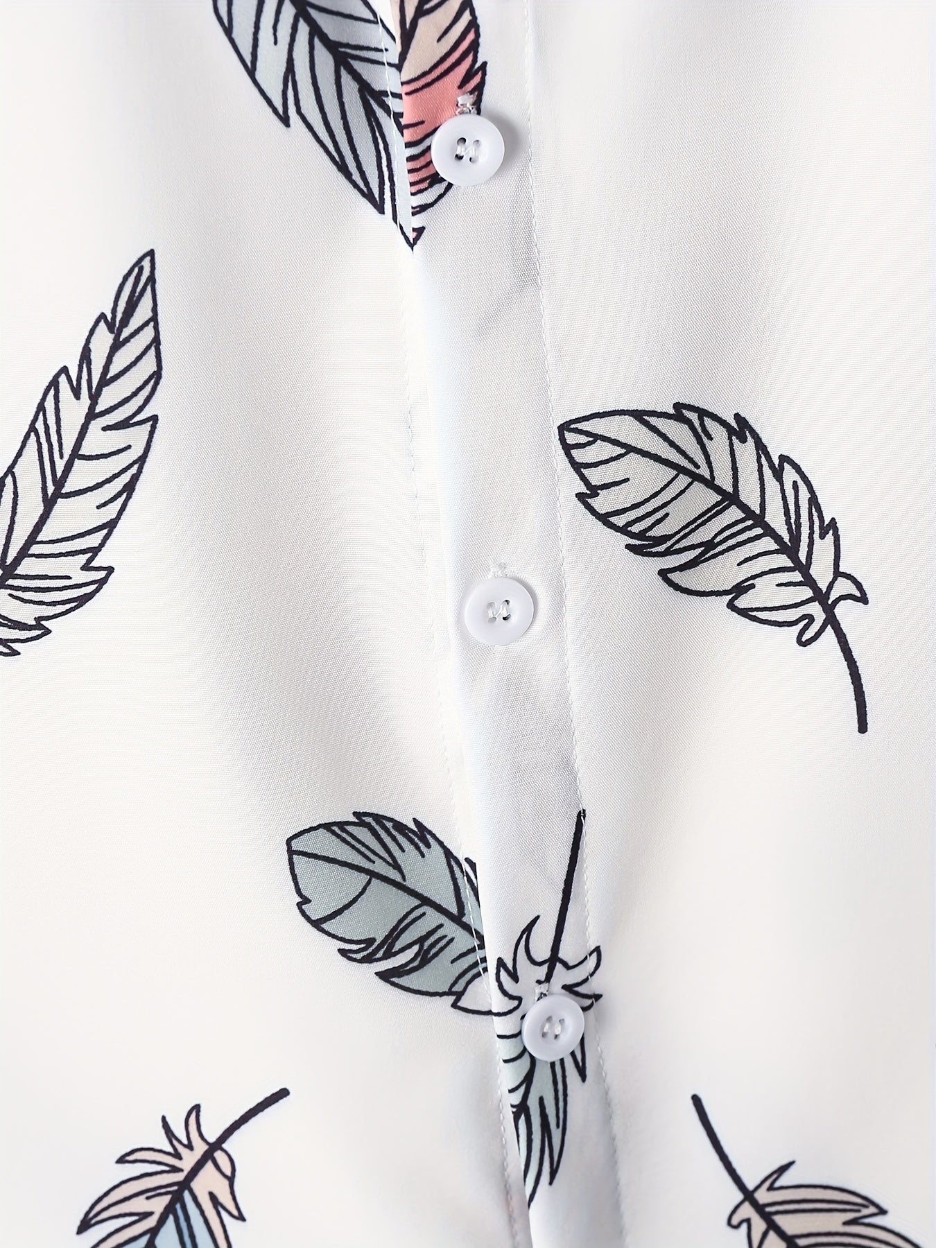 Boys Leaf Print Button Down Shorts Set for Summer