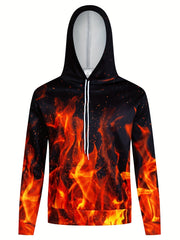 Men's 3D Flame Graphic Hoodie Hooded Sweatshirt For Outdoor