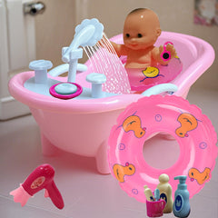 Pink Bathtub with Swimming Ring Bath Toy - Fun Simulated Bath for Kids