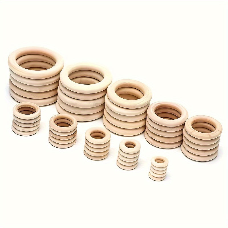 10PCS Wooden Rings for Crafts Macrame Natural Wood Circle Beads