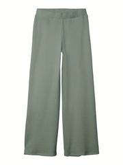 Girls Ribbed Cotton Wide Leg Trousers for Casual Wear